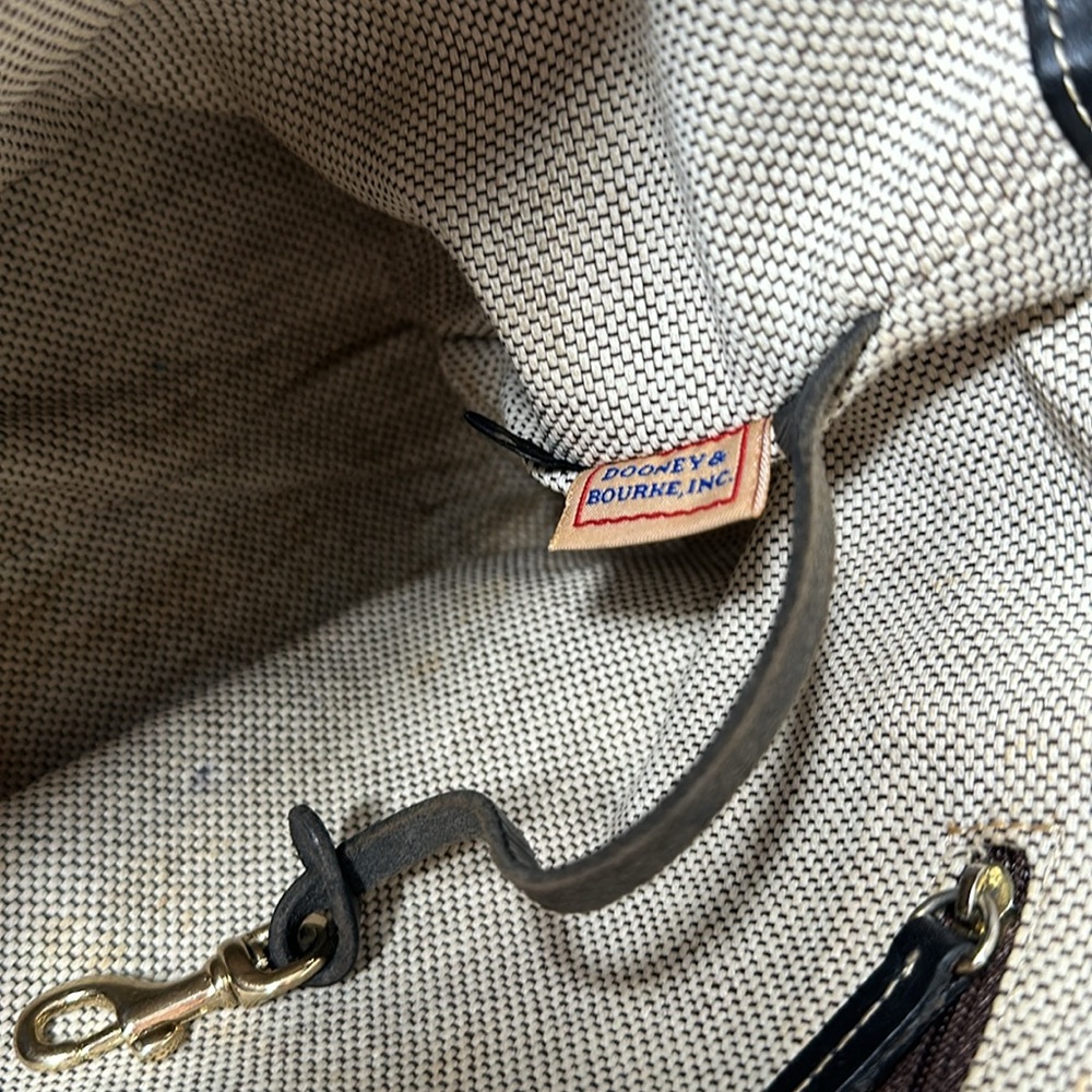 Vintage Dooney & Bourke black Satchel logo Canvas handbag leather handles & trim - Picture 10 of 13